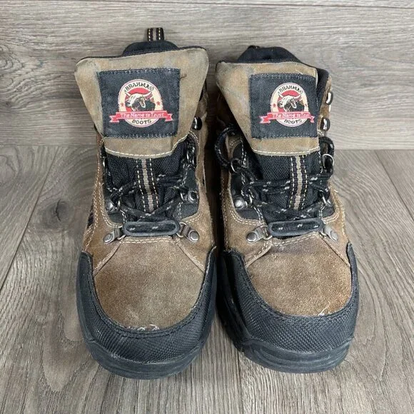 Brahmas Boots Mens 9.5 Work Or Outdoor Leather Brown Shoes Province Steel Toe - Picture 3 of 15